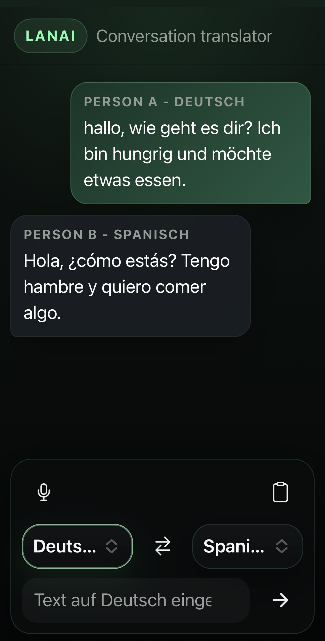 Screenshot des LANAI<br />
Translators