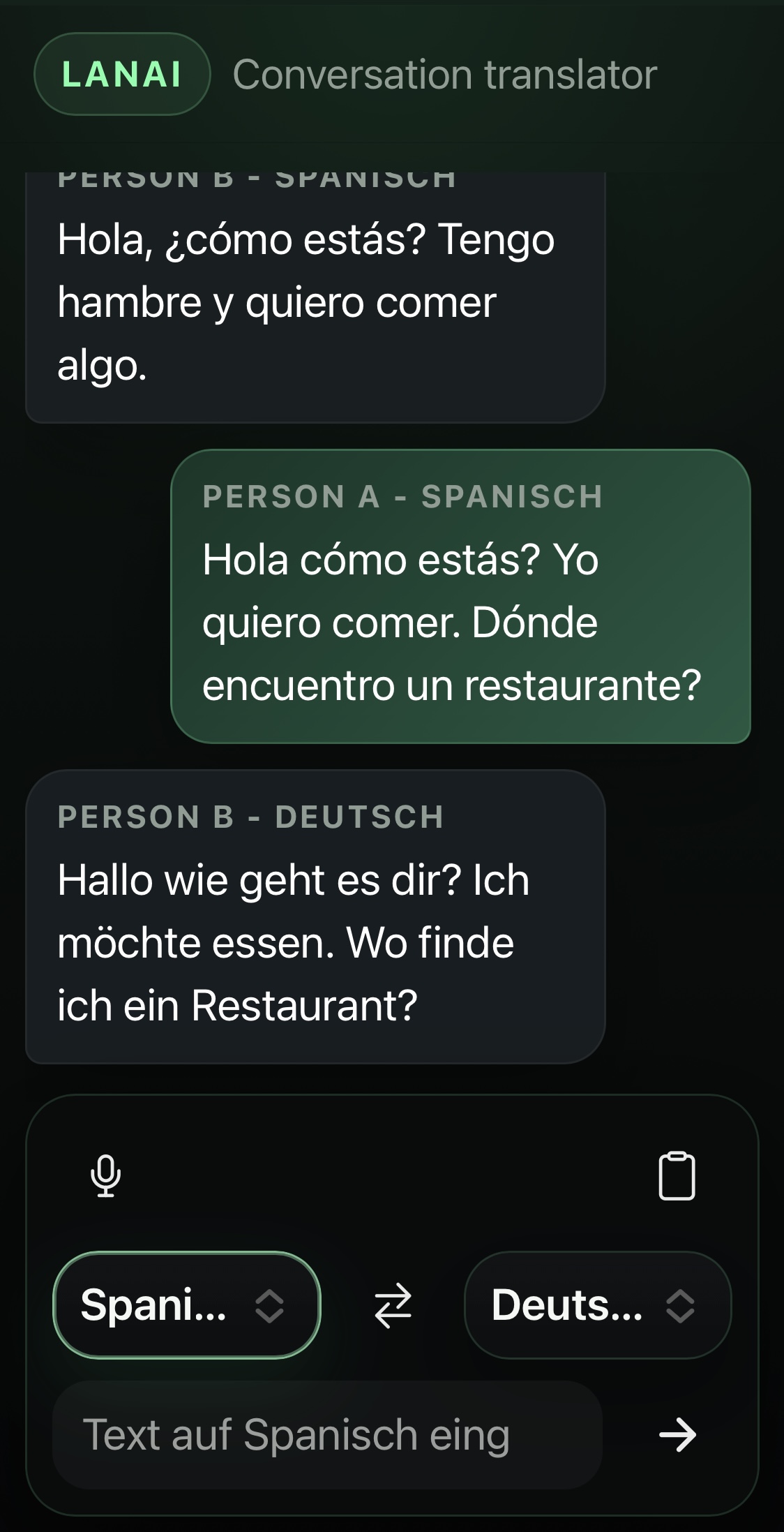 Screenshot des LANAI<br />
Translators